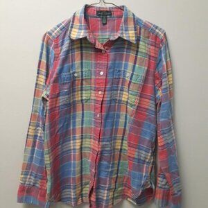 LAUREN JEANS CO RALPH LAUREN Women's Medium Multicolor Plaid Long Sleeve Shirt